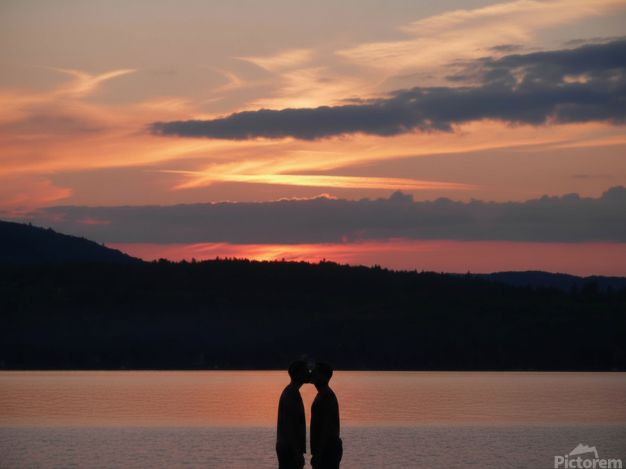 TWO MEN KISSING SUNSET 2026