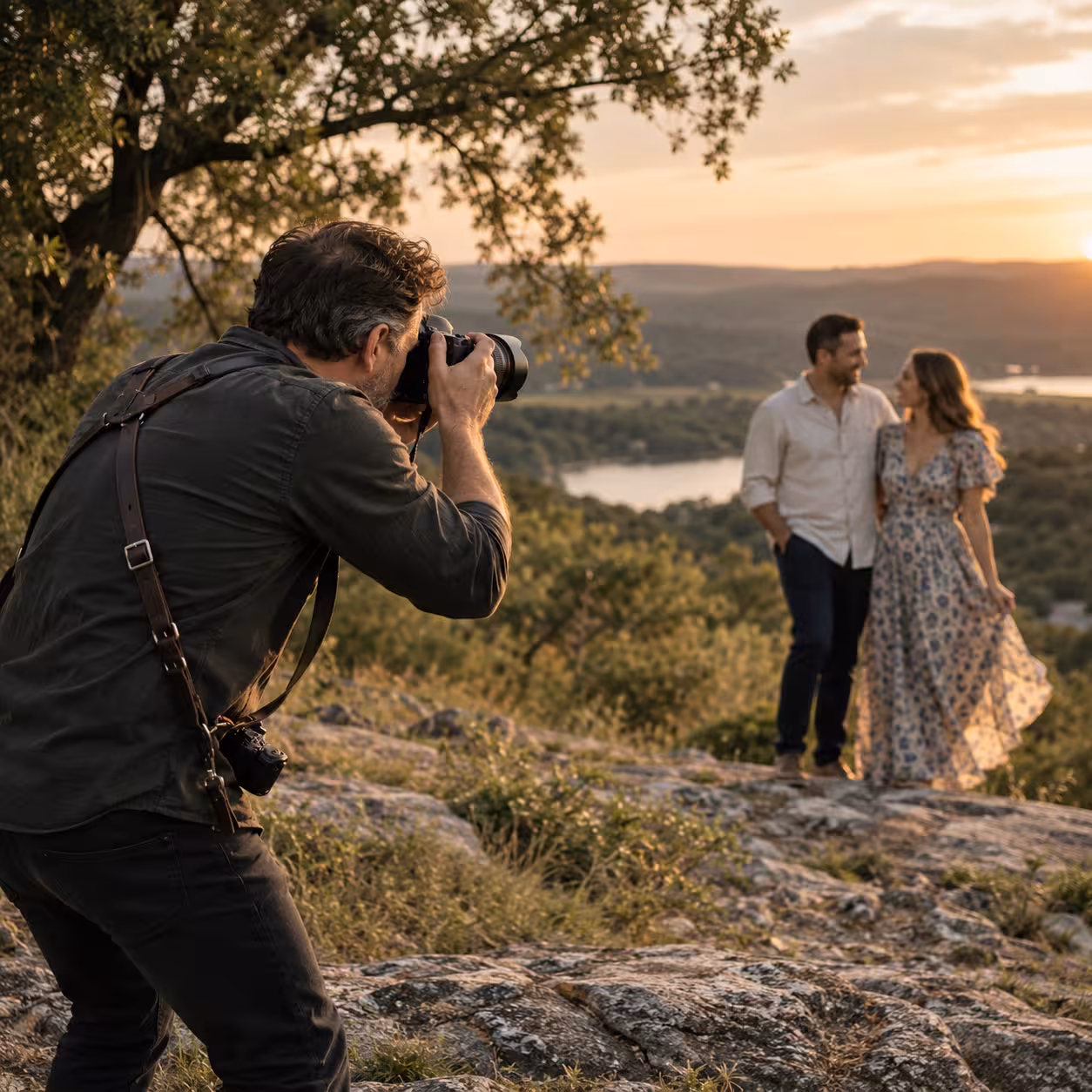 Christopher St. George photographing a couple on location