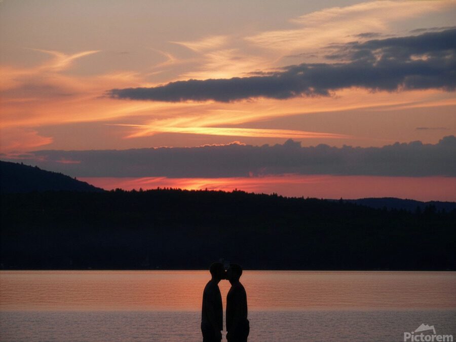 TWO MEN KISSING SUNSET 2026